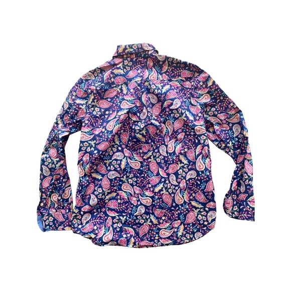 Talbots Paisley Print Cotton Button Down Top - Picture 2 of 4